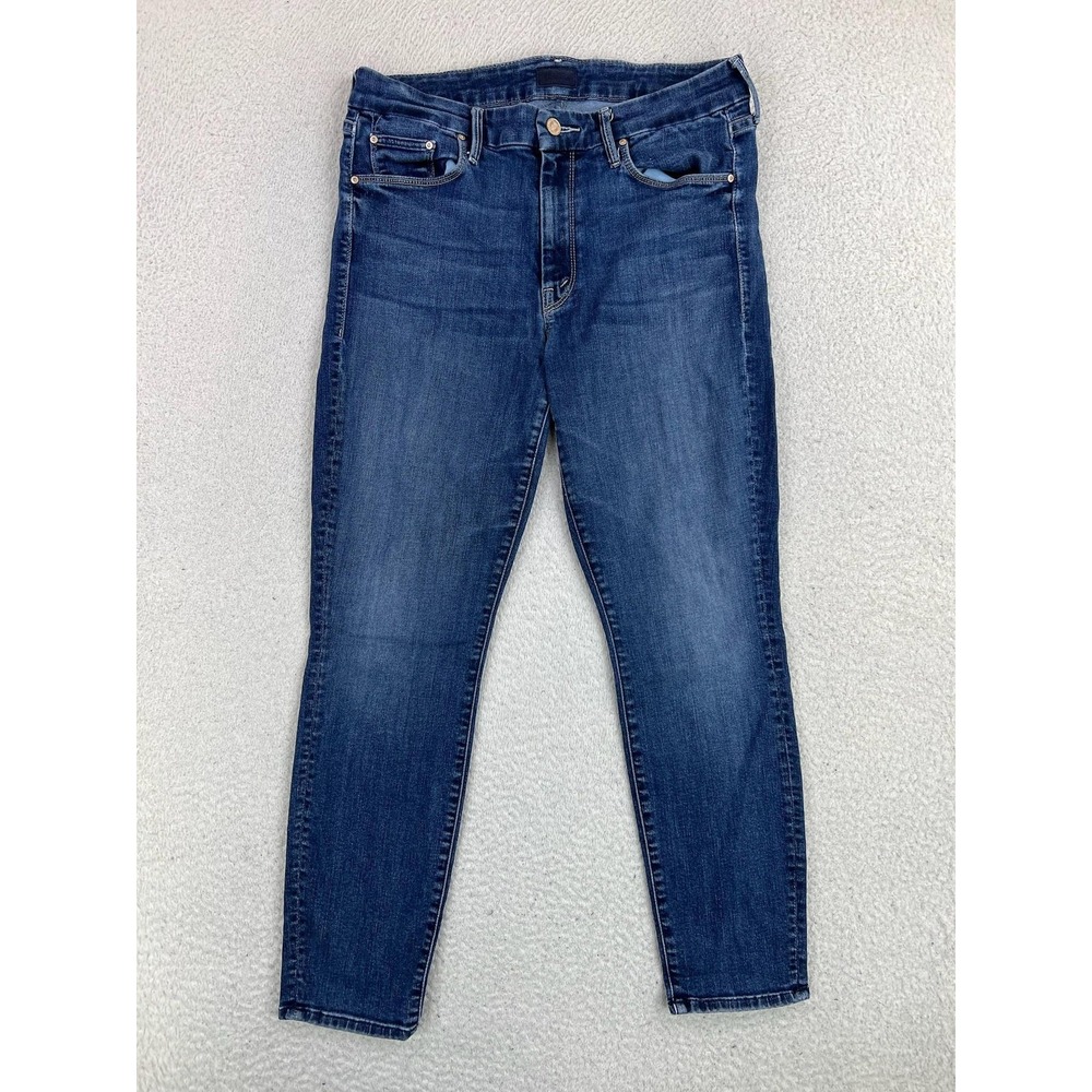 Mother The Looker Crop Jeans Womens 31 Blue Medium Wash Mid Rise Stretch Denim